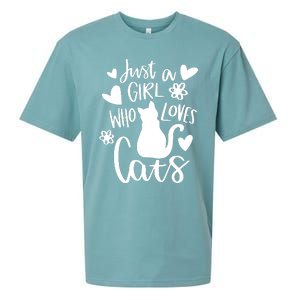 Just A Girl Who Loves Cats Cat Girl Sueded Cloud Jersey T-Shirt