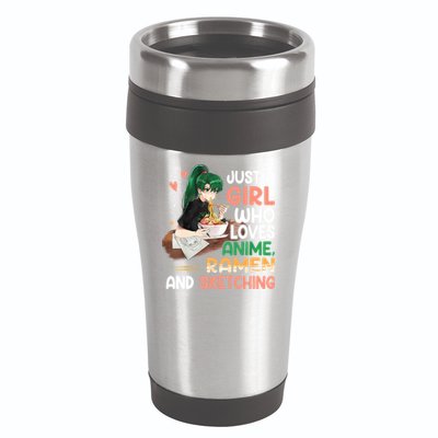 Just A Girl Who Loves Anime Ramen And Sketching Girls Ns T 16oz Travel Tumbler