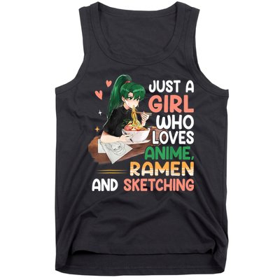 Just A Girl Who Loves Anime Ramen And Sketching Girls Ns T Tank Top