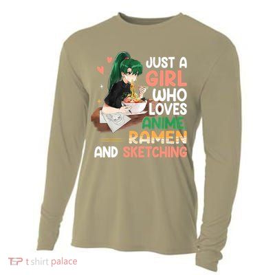 Just A Girl Who Loves Anime Ramen And Sketching Girls Ns T Cooling Performance Long Sleeve Crew