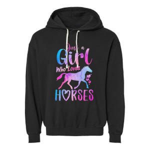 Just A Girl Who Loves Horses Riding Cute Horse Garment-Dyed Fleece Hoodie