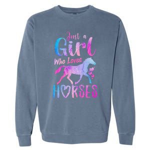 Just A Girl Who Loves Horses Riding Cute Horse Garment-Dyed Sweatshirt