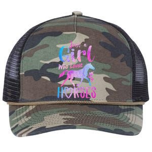 Just A Girl Who Loves Horses Riding Cute Horse Retro Rope Trucker Hat Cap