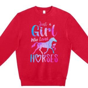 Just A Girl Who Loves Horses Riding Cute Horse Premium Crewneck Sweatshirt