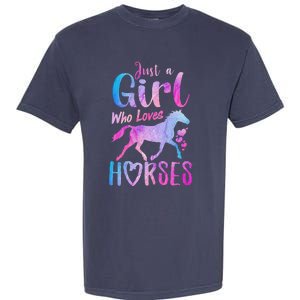 Just A Girl Who Loves Horses Riding Cute Horse Garment-Dyed Heavyweight T-Shirt