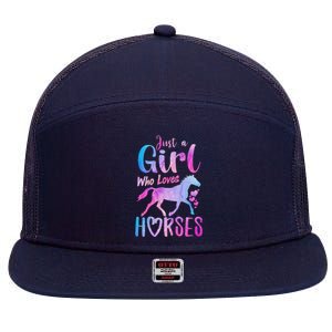 Just A Girl Who Loves Horses Riding Cute Horse 7 Panel Mesh Trucker Snapback Hat