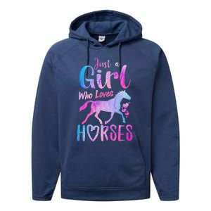 Just A Girl Who Loves Horses Riding Cute Horse Performance Fleece Hoodie