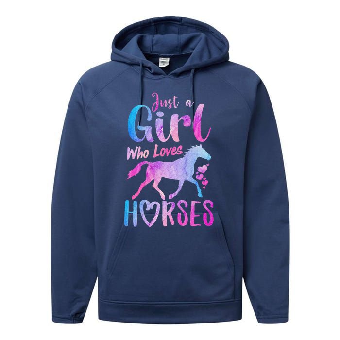 Just A Girl Who Loves Horses Riding Cute Horse Performance Fleece Hoodie