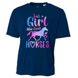 Just A Girl Who Loves Horses Riding Cute Horse Cooling Performance Crew T-Shirt