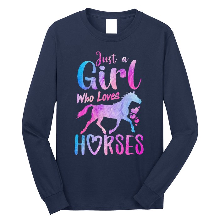 Just A Girl Who Loves Horses Riding Cute Horse Long Sleeve Shirt