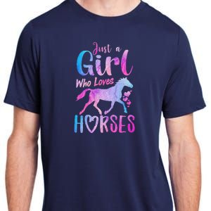 Just A Girl Who Loves Horses Riding Cute Horse Adult ChromaSoft Performance T-Shirt