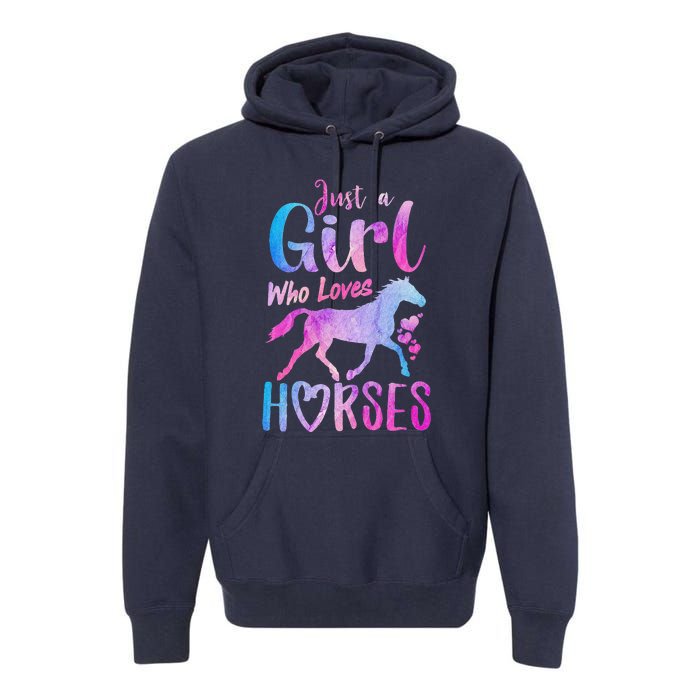 Just A Girl Who Loves Horses Riding Cute Horse Premium Hoodie