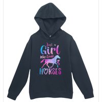 Just A Girl Who Loves Horses Riding Cute Horse Urban Pullover Hoodie