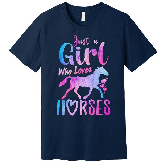 Just A Girl Who Loves Horses Riding Cute Horse Premium T-Shirt