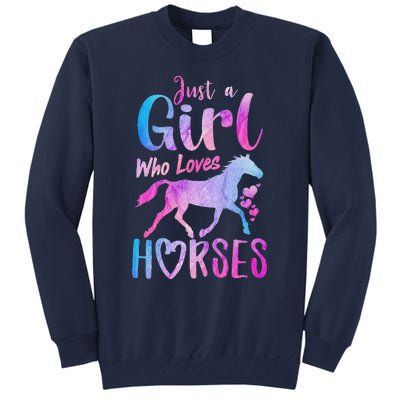 Just A Girl Who Loves Horses Riding Cute Horse Tall Sweatshirt