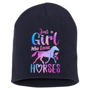 Just A Girl Who Loves Horses Riding Cute Horse Short Acrylic Beanie