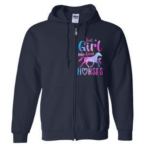 Just A Girl Who Loves Horses Riding Cute Horse Full Zip Hoodie