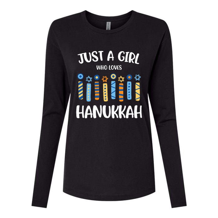 Just a Girl Who Loves Hanukkah Jewish Chanukah  Womens Cotton Relaxed Long Sleeve T-Shirt