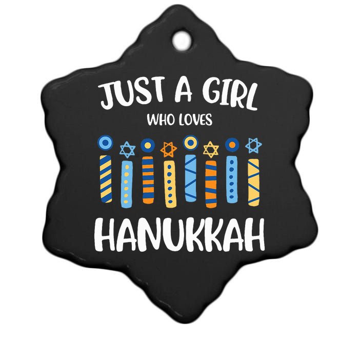 Just a Girl Who Loves Hanukkah Jewish Chanukah  Ceramic Star Ornament