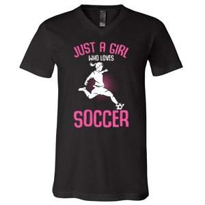 Just A Girl Loves Soccer Gift V-Neck T-Shirt