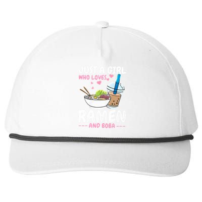 Just A Girl Who Loves Ramen And Boba Bubble Tea Tea Japanese Snapback Five-Panel Rope Hat