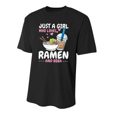 Just A Girl Who Loves Ramen And Boba Bubble Tea Tea Japanese Youth Performance Sprint T-Shirt