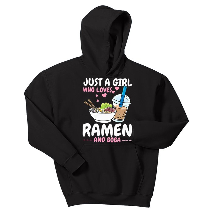 Just A Girl Who Loves Ramen And Boba Bubble Tea Tea Japanese Kids Hoodie