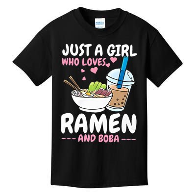 Just A Girl Who Loves Ramen And Boba Bubble Tea Tea Japanese Kids T-Shirt