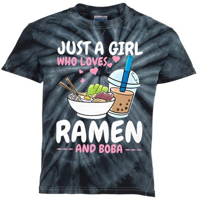 Just A Girl Who Loves Ramen And Boba Bubble Tea Tea Japanese Kids Tie-Dye T-Shirt