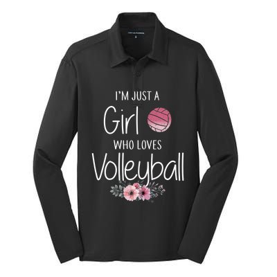 Just A Girl Who Loves Volleyball Gifts For Teen Girls, Women TShirt Silk Touch Performance Long Sleeve Polo