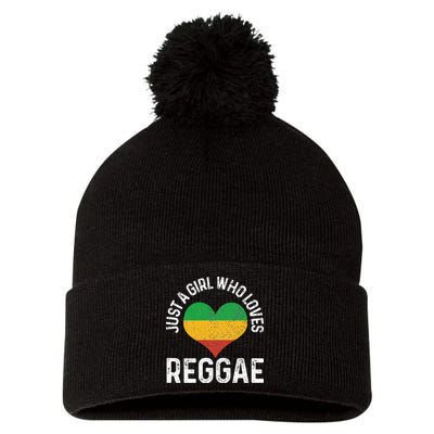 Just A Girl Who Loves Reggae Music Rastafari Rasta Gift Pom Pom 12in Knit Beanie