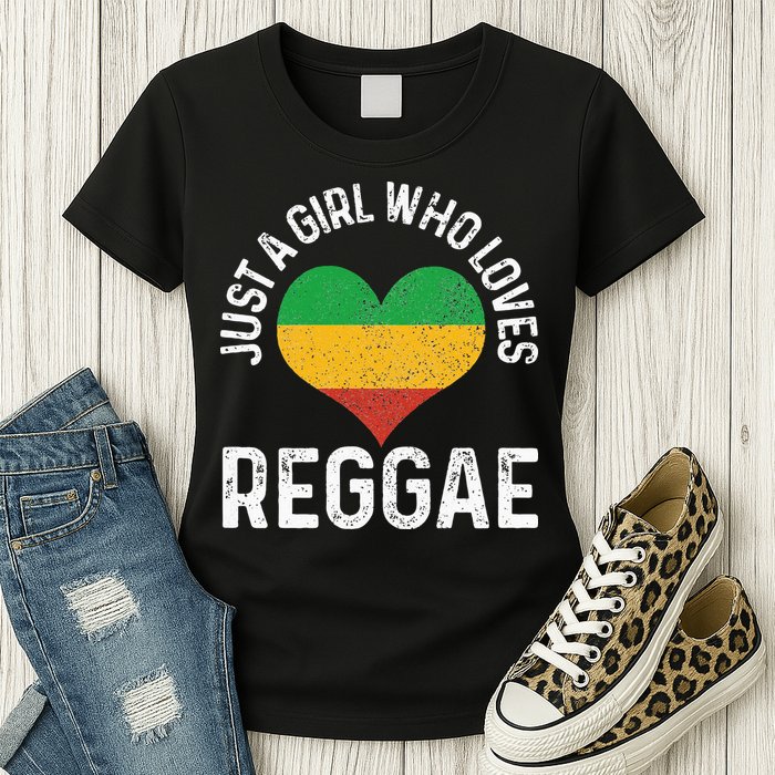 Just A Girl Who Loves Reggae Music Rastafari Rasta Gift Womens T-Shirt