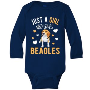 Just A Girl Who Loves Beagles Dog Beagle Lover Gift Funny Gift Baby Long Sleeve Bodysuit