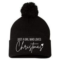 Just A Girl Who Loves Christmas Pom Pom 12in Knit Beanie