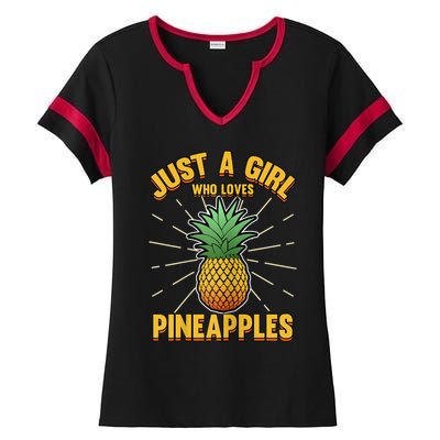 Just A Girl Who Loves Pineapple Cute Pineapple Teen Ladies Halftime Notch Neck Tee