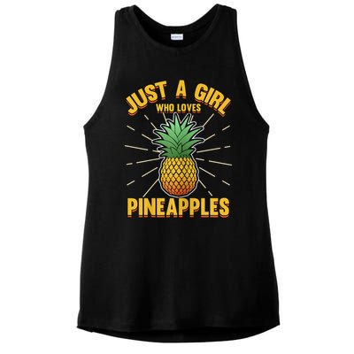 Just A Girl Who Loves Pineapple Cute Pineapple Teen Ladies PosiCharge Tri-Blend Wicking Tank