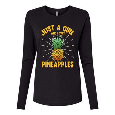 Just A Girl Who Loves Pineapple Cute Pineapple Teen Womens Cotton Relaxed Long Sleeve T-Shirt