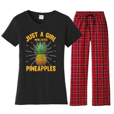 Just A Girl Who Loves Pineapple Cute Pineapple Teen Women's Flannel Pajama Set