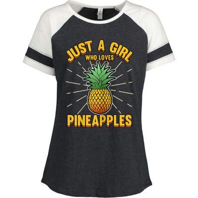 Just A Girl Who Loves Pineapple Cute Pineapple Teen Enza Ladies Jersey Colorblock Tee