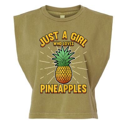 Just A Girl Who Loves Pineapple Cute Pineapple Teen Garment-Dyed Women's Muscle Tee