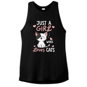 Just A Girl Who Loves Cats Cute Cat Lover Ladies PosiCharge Tri-Blend Wicking Tank