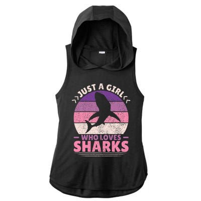 Just A Girl Who Loves Sharks Lover Shark Stuff Funny Shark Ladies PosiCharge Tri-Blend Wicking Draft Hoodie Tank