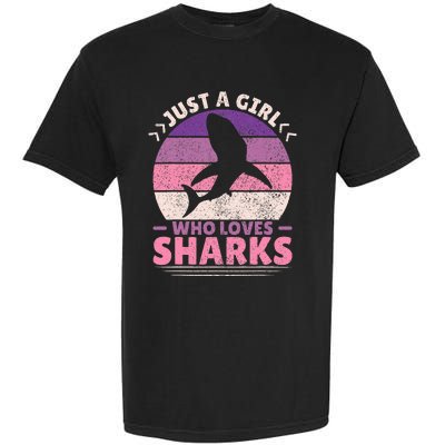 Just A Girl Who Loves Sharks Lover Shark Stuff Funny Shark Garment-Dyed Heavyweight T-Shirt