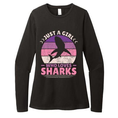 Just A Girl Who Loves Sharks Lover Shark Stuff Funny Shark Womens CVC Long Sleeve Shirt