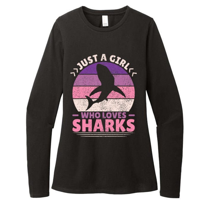 Just A Girl Who Loves Sharks Lover Shark Stuff Funny Shark Womens CVC Long Sleeve Shirt