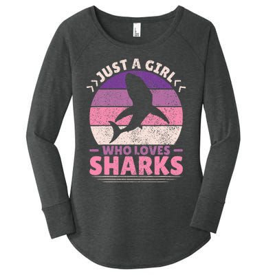 Just A Girl Who Loves Sharks Lover Shark Stuff Funny Shark Women's Perfect Tri Tunic Long Sleeve Shirt