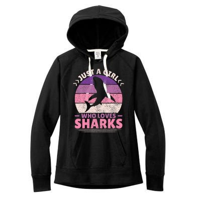 Just A Girl Who Loves Sharks Lover Shark Stuff Funny Shark Women's Fleece Hoodie