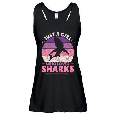 Just A Girl Who Loves Sharks Lover Shark Stuff Funny Shark Ladies Essential Flowy Tank