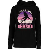 Just A Girl Who Loves Sharks Lover Shark Stuff Funny Shark Womens Funnel Neck Pullover Hood