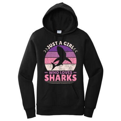 Just A Girl Who Loves Sharks Lover Shark Stuff Funny Shark Women's Pullover Hoodie